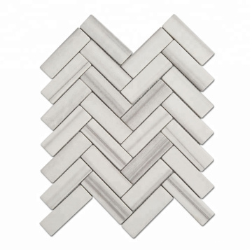 Soulscrafts White Herringbone Ceramic Mosaic Decoration For Wall